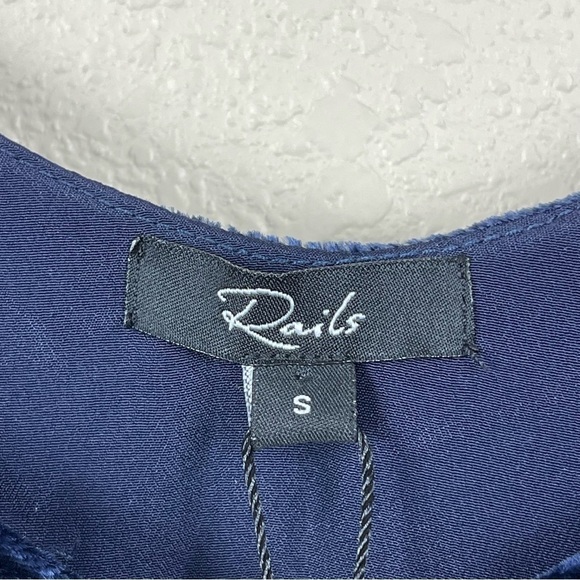 Rails Audrina Navy Silk Blend Slip Crushed Velvet Mini Dress Size Small Women - Picture 8 of 11